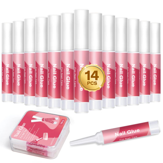 14PCS Nail Glue for Press on Nails for Nail Tips Acrylic Nail Glue Long Lasting Super Strong Nail Glue for Nails Salon Good Vibrations