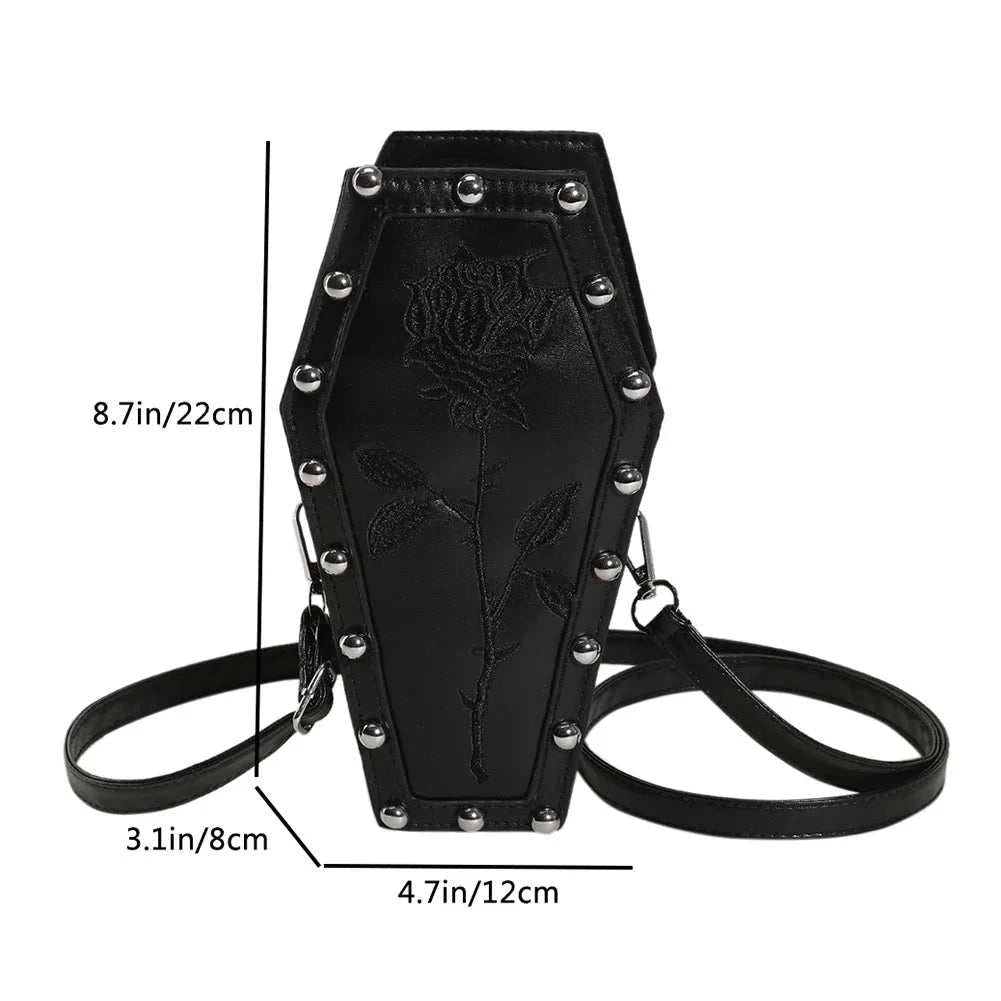Women Fashion Shoulder Bag Large Capacity Coffin Shaped Casual Satchel Bag Adjustable Strap Spider Web PU Leather Chic Hobo Bag Good Vibrations