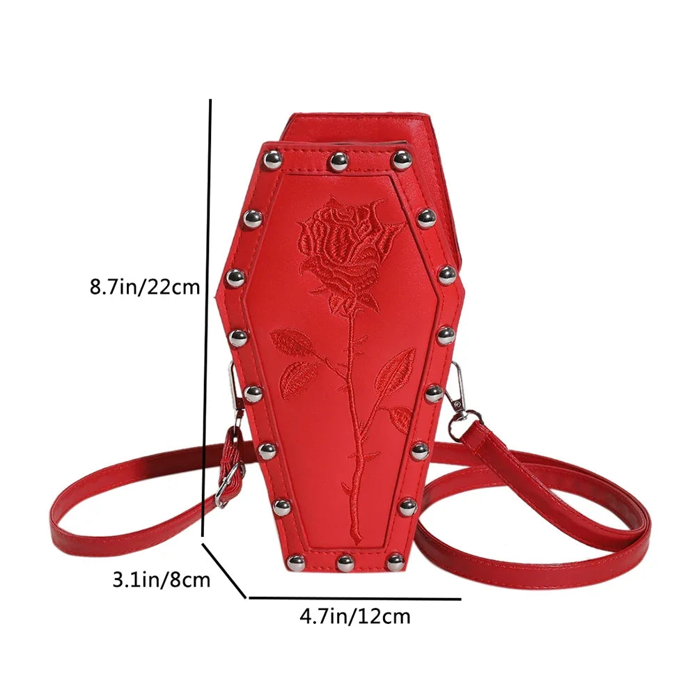 Women Fashion Shoulder Bag Large Capacity Coffin Shaped Casual Satchel Bag Adjustable Strap Spider Web PU Leather Chic Hobo Bag Good Vibrations