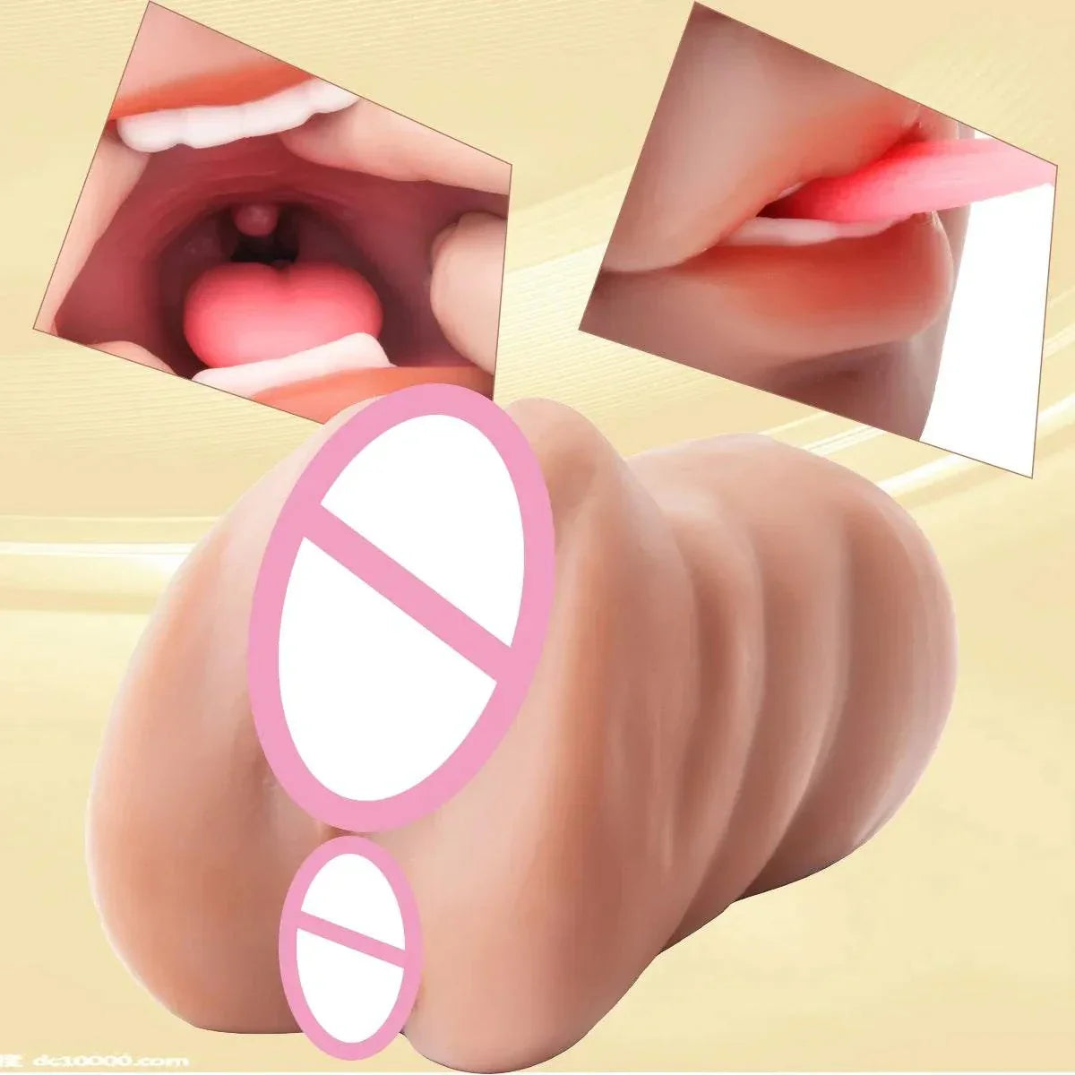 3 in 1 male masturbator cup with realistic textures and design for enhanced pleasure.