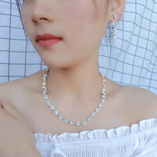 BLIJERY elegant royal blue crystal rhinestone choker necklace earrings jewelry set charm vintage wedding accessories for women Good Vibrations Adult Super Store