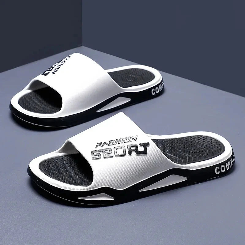 Summer Men Slippers Fashion Trendy Flip Flops Bathroom Slippers Outdoor Non-Slip Sporty Style Open Toe Beach Slippers Good Vibrations