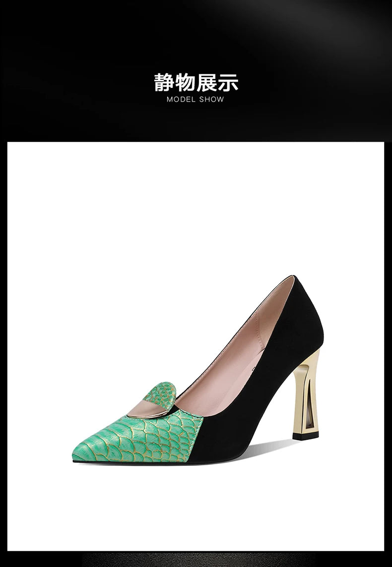 Sexy Fashion Style Women's Heeled Shoes Pointed Tip High Heels One Kick Retro Women Shoes Suede 2025 New Spring Zapatos De Mujer Good Vibrations