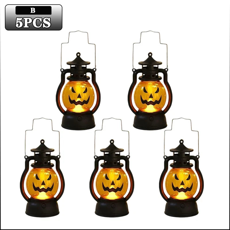 1-10PC Halloween Pumpkin Ghost Face Lamp Portable Skull Decoration Light for Bar Party Table Atmosphere Prop Halloween Decor Use Good Vibrations