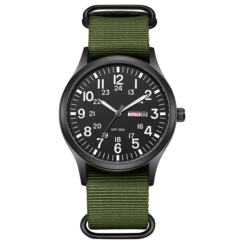 2024 TPW Field Watch Easy Reading Fabric Strap 24 Hours Display Quartz Movement Good Vibrations