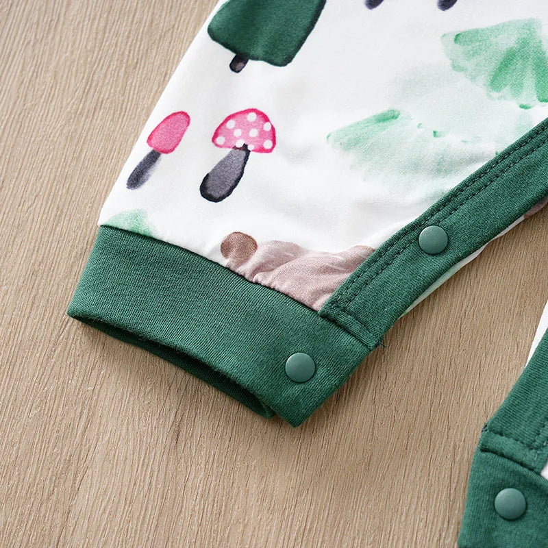 Baby Autumn Clothes Cartoon Animal Elements Baby Boy Long Sleeved Jumpsuit Casual Baby Single Breasted Clothes Good Vibrations