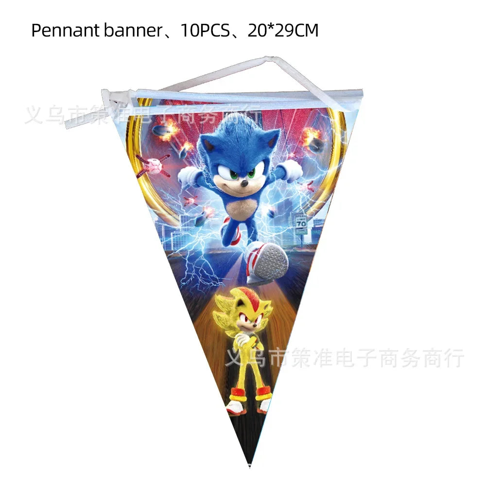 New Sonics Birthday Party Decorations Kids Party Supplies Paper Cups Tablecloth Cake Toppers Backdrop Baby Shower Decoration Good Vibrations