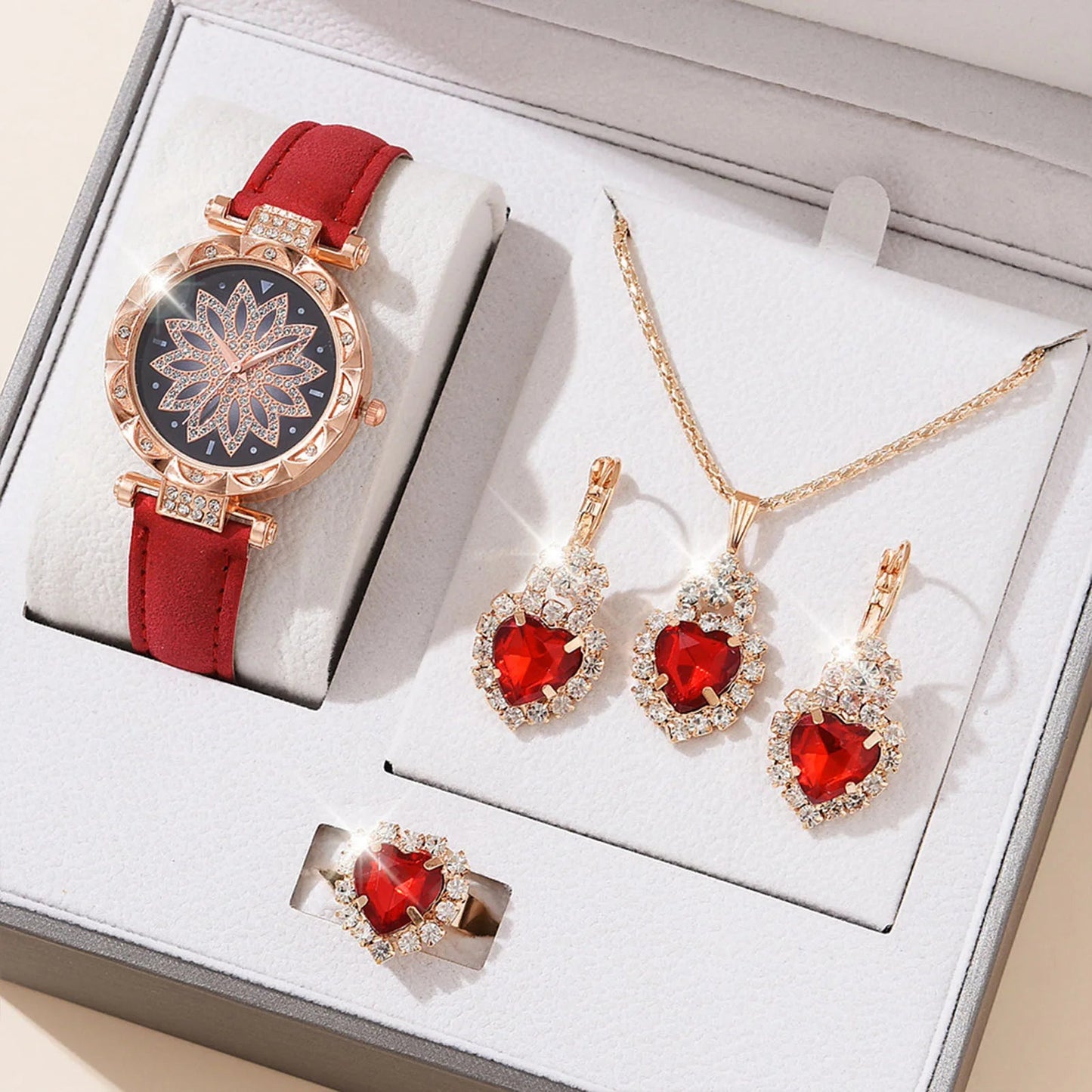 Watches Sets Gifts for Women Crystal Bling Wristwatch Jewelry Kit Gift for Mom Wife Girlfriend Good Vibrations Adult Super Store