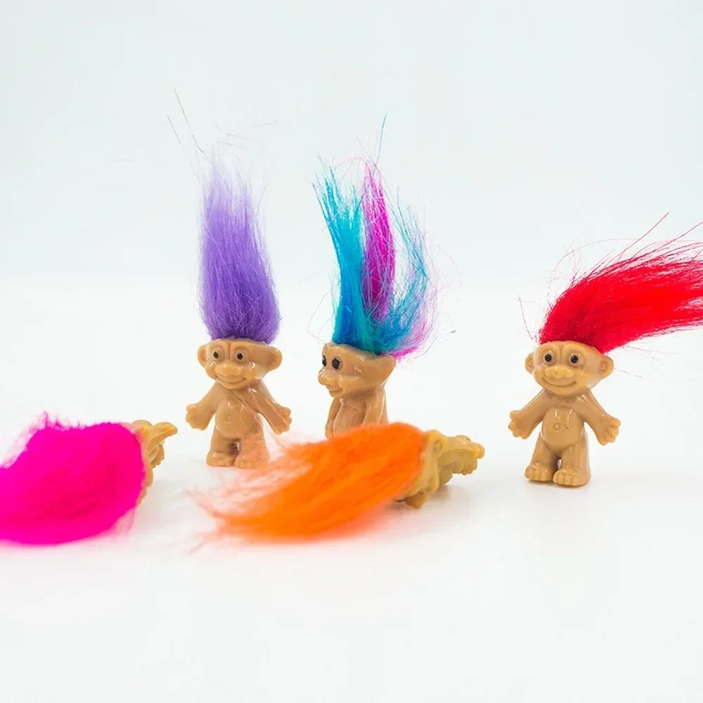 10Pcs/Bag Mini Trolls Dolls Anime Action Figure Colorful Hair Family Members Model Collection Kids Toys for Children's Gift 2025 Good Vibrations