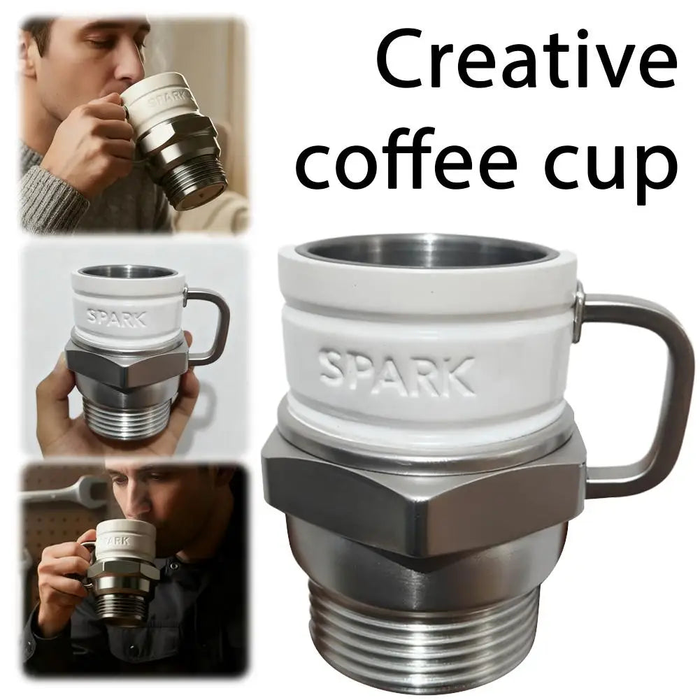 Spark Plug Mug Industrial Coffee Cup For Car Enthusiasts Collectors Mechanics Home Office Desk Garage Display Birthday Gift Good Vibrations