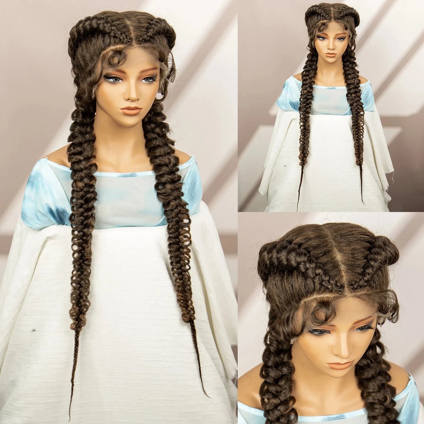 Synthetic Goddess Braided Wigs Cornrow Braided Wigs with Baby Hair Braids Wigs for Women Daily Use Knotless Wigs Good Vibrations