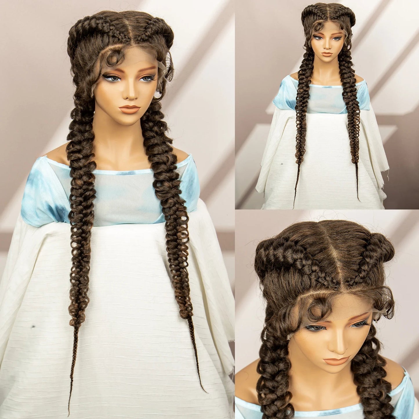 Synthetic Goddess Braided Wigs Cornrow Braided Wigs with Baby Hair Braids Wigs for Women Daily Use Knotless Wigs Good Vibrations