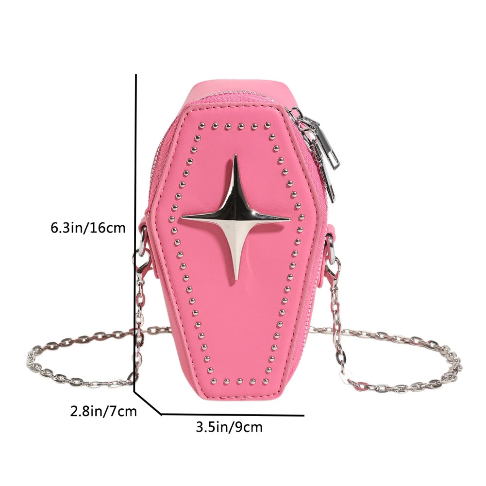 New Coffin Shape Purses Shoulder Bag 2023 Halloween Handbag Crossbody Bag Coffin Purses Women Gothic Women Bag Good Vibrations