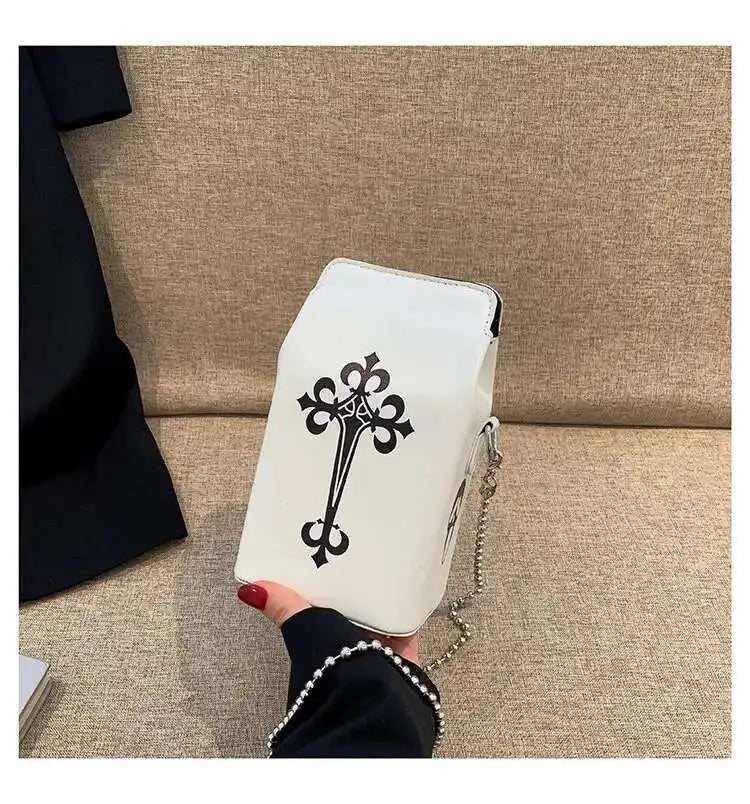 Printed Graffiti Small Square Bag Fashion Cool Crossbody Bag Funny Box Shoulder Bag For Girls Good Vibrations