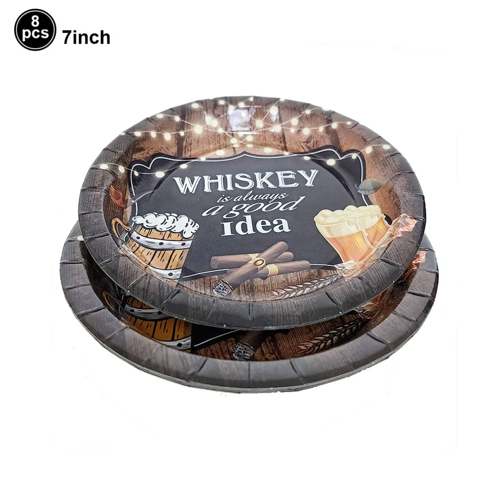 Whiskey Birthday Party Decorations Balloons Hanging Swirls Tablecloth Beers 30th 40th 50th Whiskey Birthdayy Party Decorations Good Vibrations