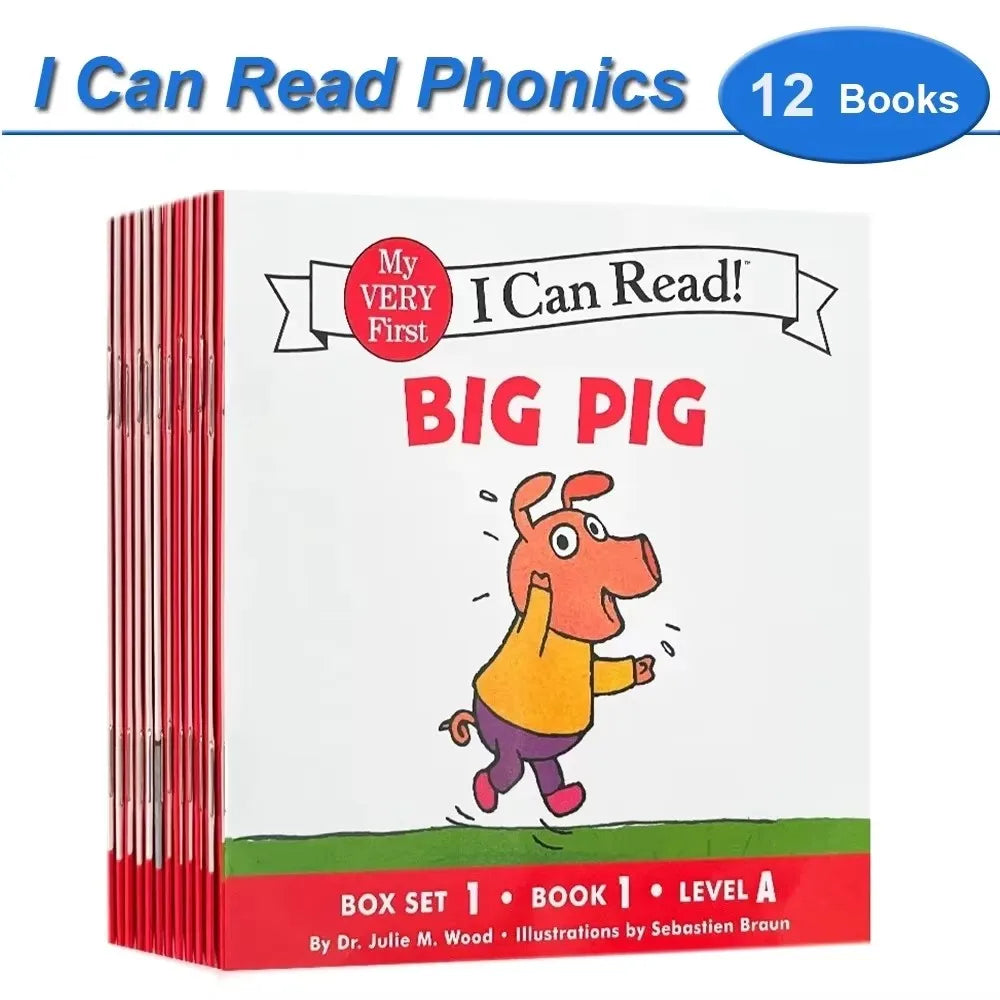 12 Books/Set I Can Read Phonics My Very First Picture Book for Children Kids English Story Picture Books Baby Learning English Good Vibrations