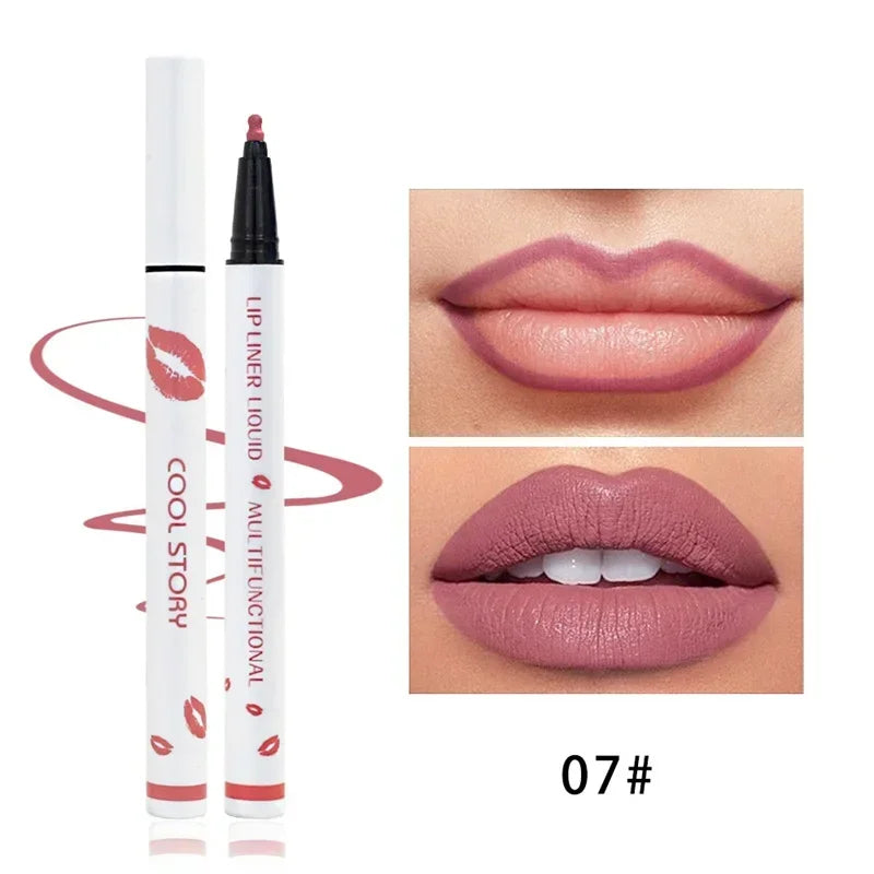 Matte Soft Lip Liner Liquid Lipliner Pencil Long Lasting Lips Cosmetic Tool Stick Quick Drying Smudge Proof Natural Lipstick Pen Good Vibrations