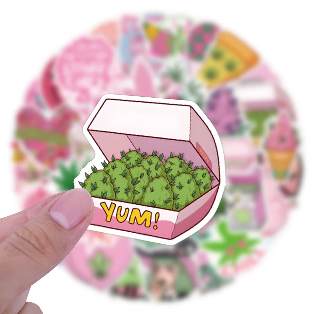 10/30/50/110PCS Leaves Weed Cartoon Stickers SmokingTobacco Graffiti Laptop Phone Car Skateboard Waterproof Cool Sticker Packs Good Vibrations Adult Super Store