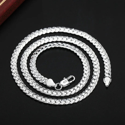 Fine Top Brand Silver Color 6mm Chain Necklace for Woman Men 16-24inch Fashion Wedding Party Jewelry Gift Dropshipping Good Vibrations
