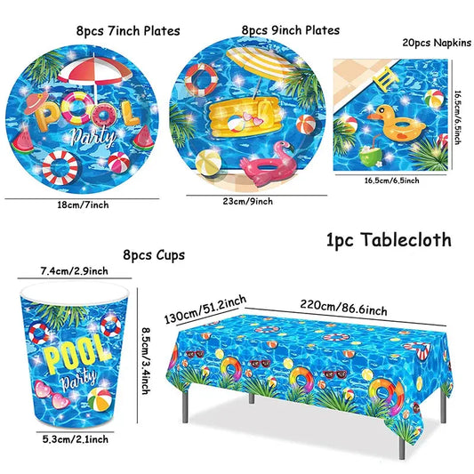 Tropical Party Disposable Tableware Set Plates Cups Napkins Hawaiian Birthday Party Supplies Summer Pool Aloha Luau Party Decor Good Vibrations