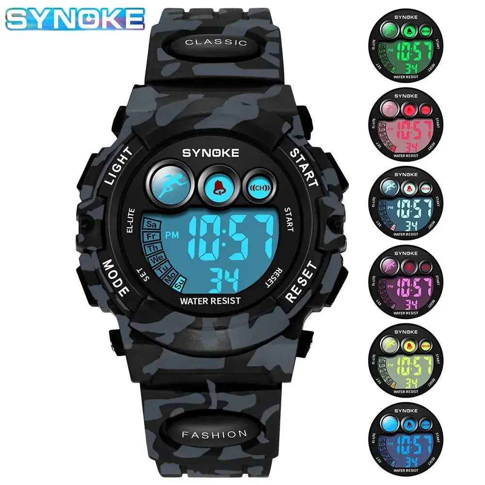 SYNOKE Student Sport Watches For Kids Colorful Electronic Watches 50M Waterproof Clock Children Digital Watch For Boys Girls Good Vibrations