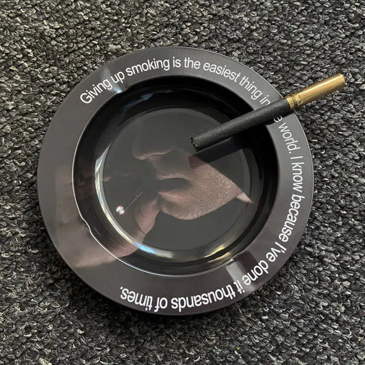 Bar Cigar Round Ashtray Tobacco Herb Metal Cigarette Rolling Tray Smoking Accessories Creative Personality Men's Gadgets GOOD Vibrations Adult Super Store