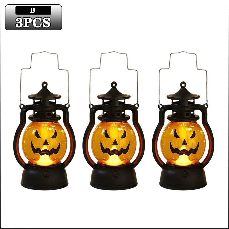 1-10PC Halloween Pumpkin Ghost Face Lamp Portable Skull Decoration Light for Bar Party Table Atmosphere Prop Halloween Decor Use Good Vibrations