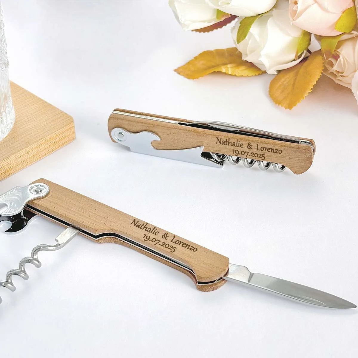 Wedding Party Favors Personalized Wooden Corkscrew Customized Wine Openers Wedding Gifts for Guests