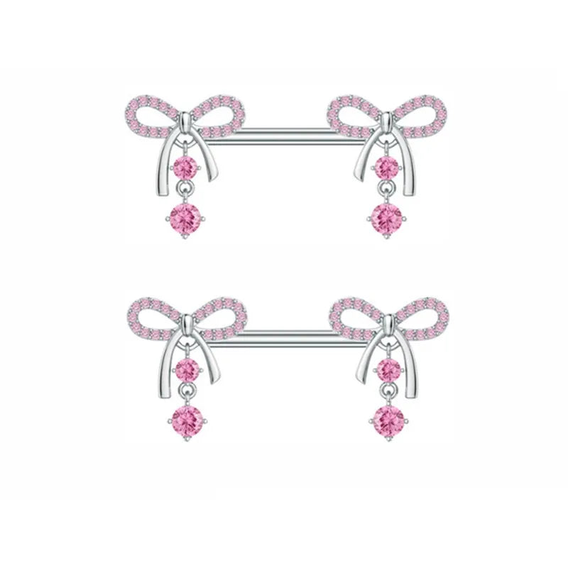 1Pair Pink Butterfly Nipple Piercing Jewelry Shiny Crystal Nipple Rings For Women Girls Heart Nipple Barbells Piercing Pezon Good Vibrations Adult Super Store