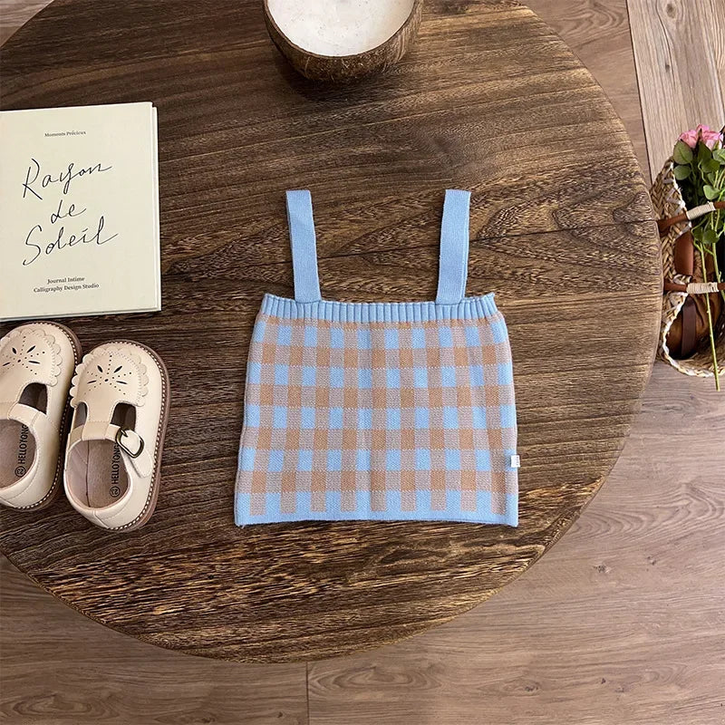 Girls Autumn Clothing 2024 New Set Fashionable Knitted Sweater Skirt Childrens Clothing Spring and Autumn Good Vibrations