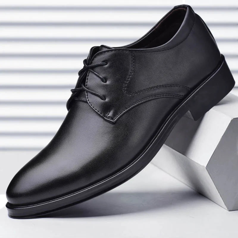 Men Formal Leather Shoes Black Pointed Toe Men Loafers Party Office Business Casual Shoes for Men Oxford Shoes Mens Dress Shoe Good Vibrations