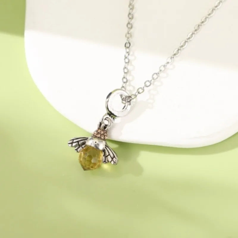 Charming Bee-inspired Jewelry Set - Glamorous Crystal Zirconia Earrings and Silver Plated Necklace and Bracelet Good Vibrations