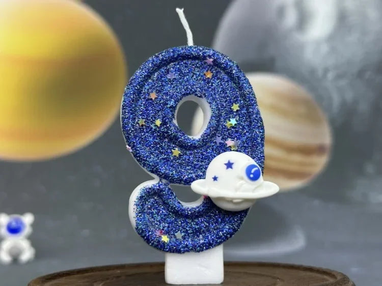 Number Birthday Candles Cake Party Decoration Birthday Candles Planet Universe Blue Boys and Girls Number0-9 Star Blue Party