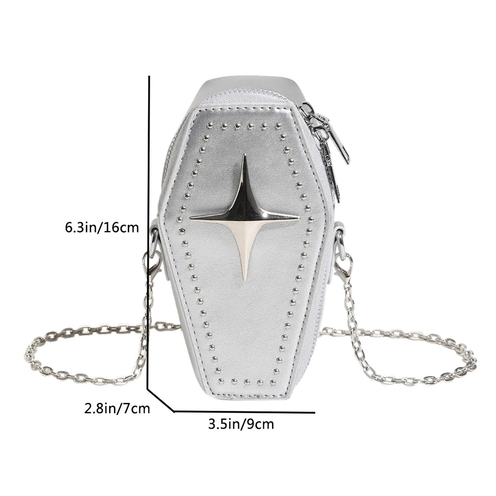 New Coffin Shape Purses Shoulder Bag 2023 Halloween Handbag Crossbody Bag Coffin Purses Women Gothic Women Bag Good Vibrations