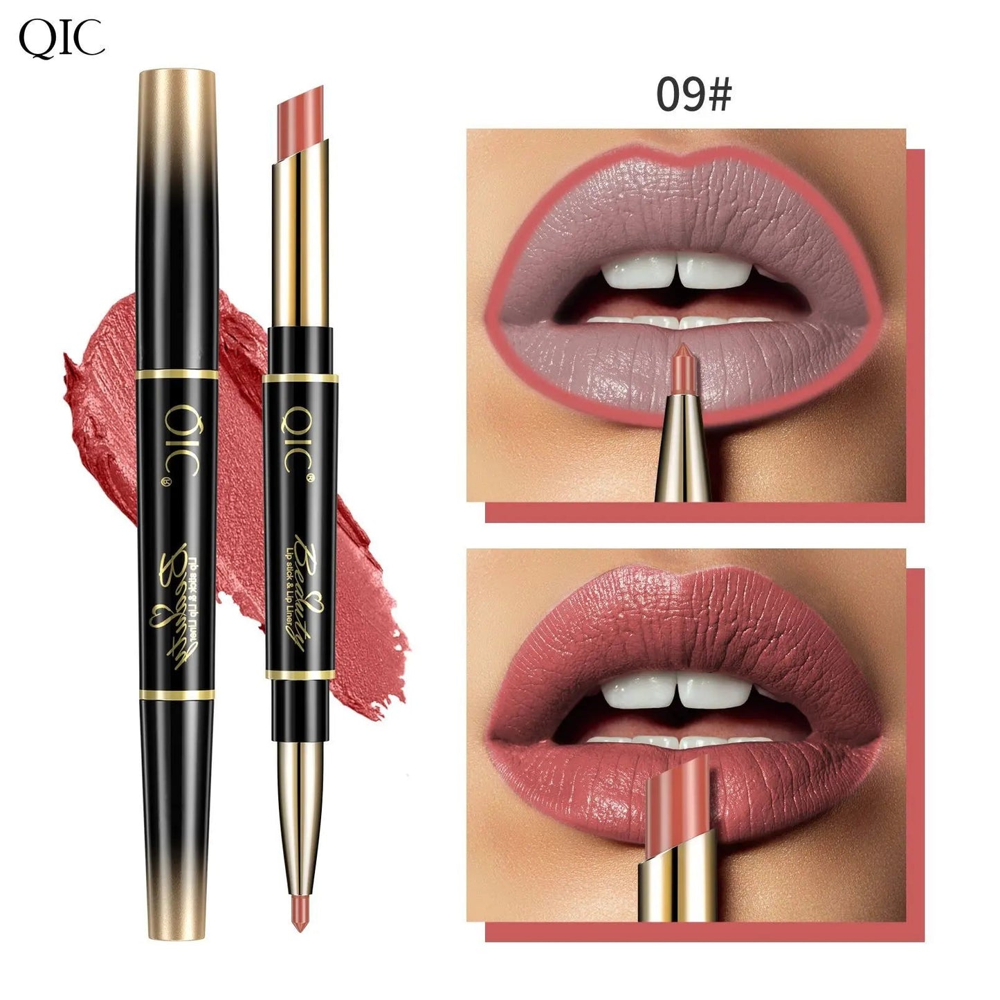 2 IN 1 Lip Liner Waterproof Nude Matte Lipstick Pencil Sexy Red Long Lasting Double Ended Lipliner Makeup Cosmetics For Women Good Vibrations