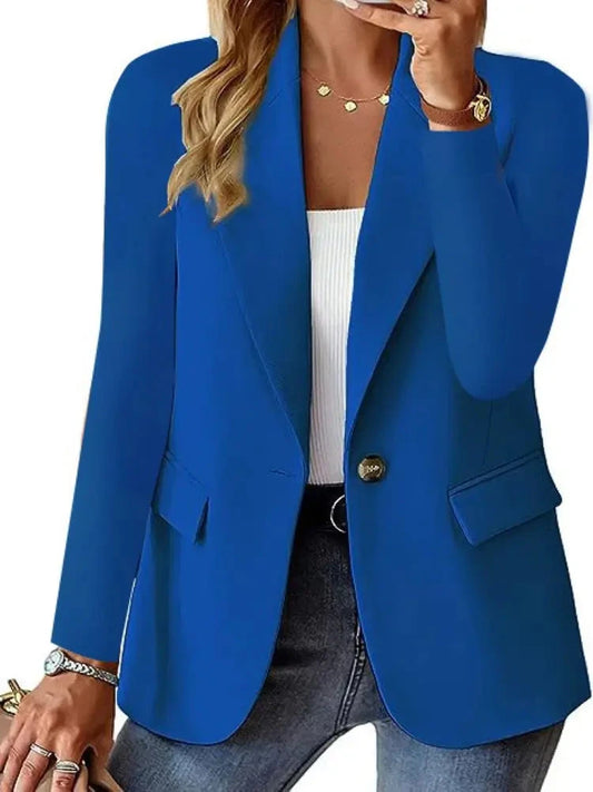 Women's Oversized Blazer Jacket Business Suit Coat Lapel Long Sleeve Solid Button Casual Elegant Coat Trendy Loose Outwear Good Vibrations