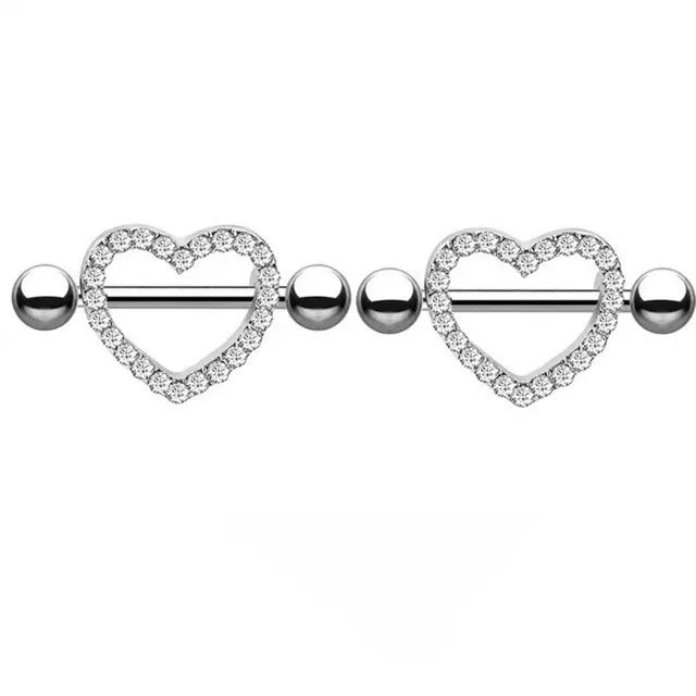 Pink Heart Nipple Piercing Barbell Set Shiny Crystal Nipple Rings Bulk For Women Flower Nippel Jewelry Pack Piercing Teton Lots Good Vibrations Adult Super Store