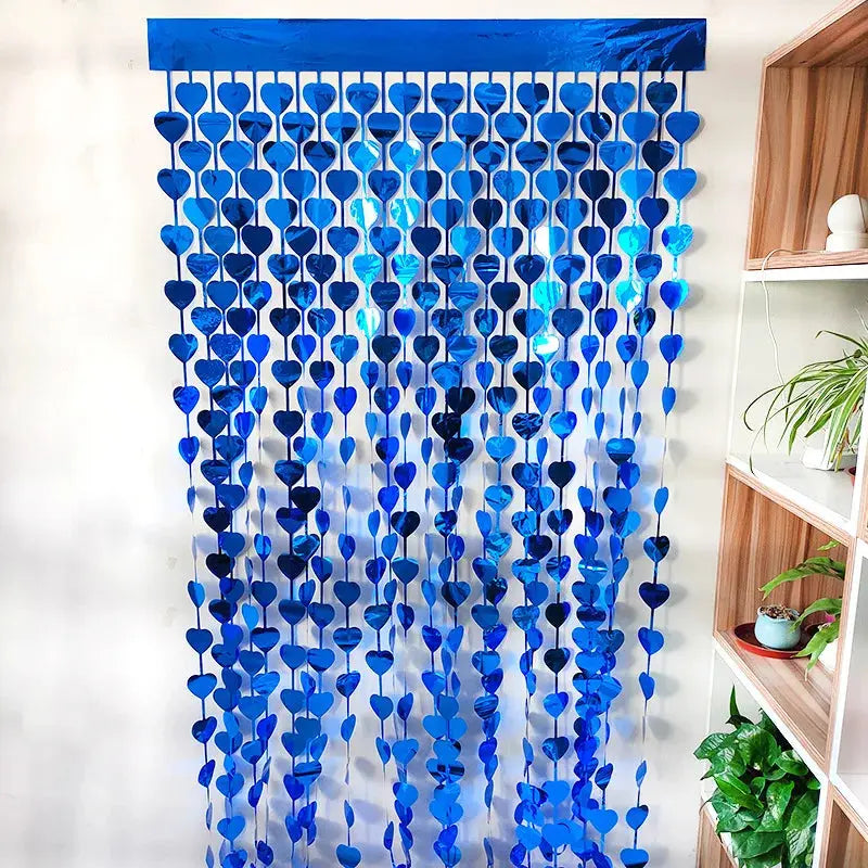 NEW Party Decoration Rain Silk Curtain Love Door Curtain Birthday Party Valentine's Day Wedding Engagement Heart Rain Silk Decor Good Vibrations