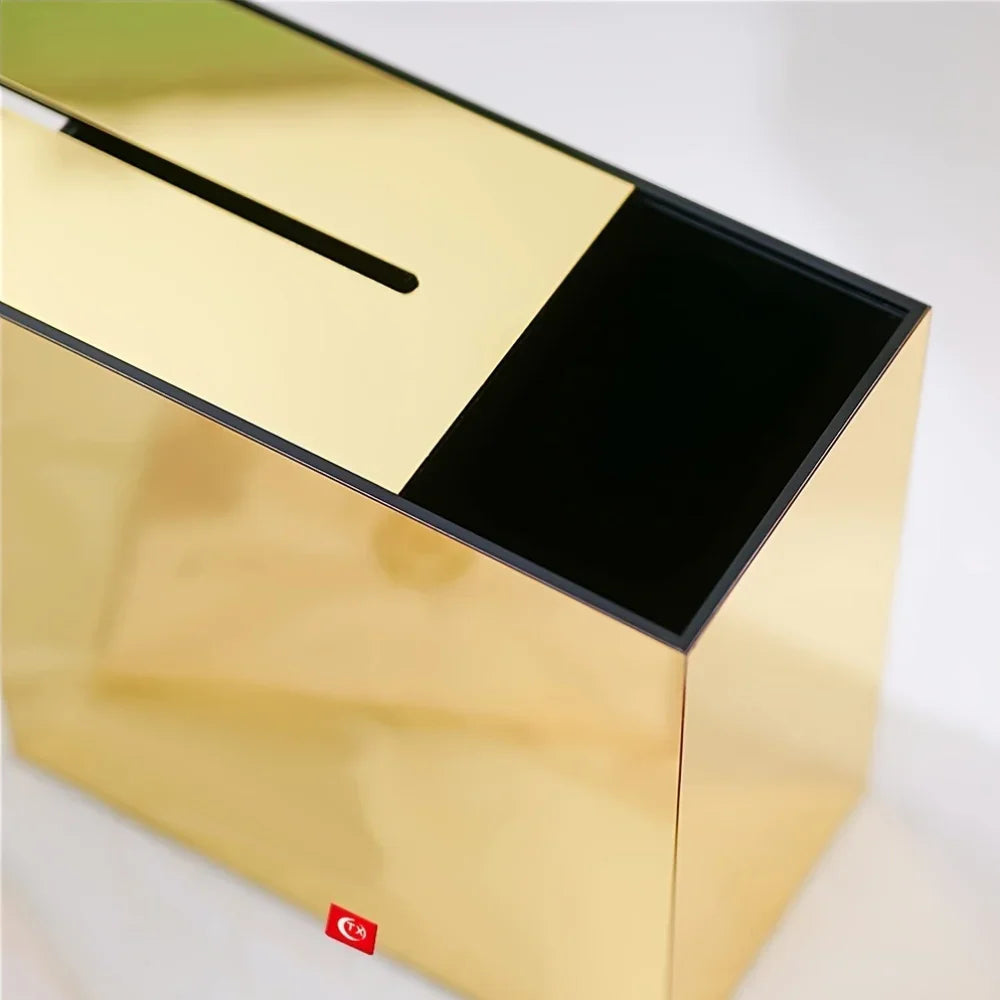 Wedding Card Box Golden Acrylic Wedding Guest Book Box with Envelope Slot for Engagement and Wedding Birthdays,graduation Good Vibrations