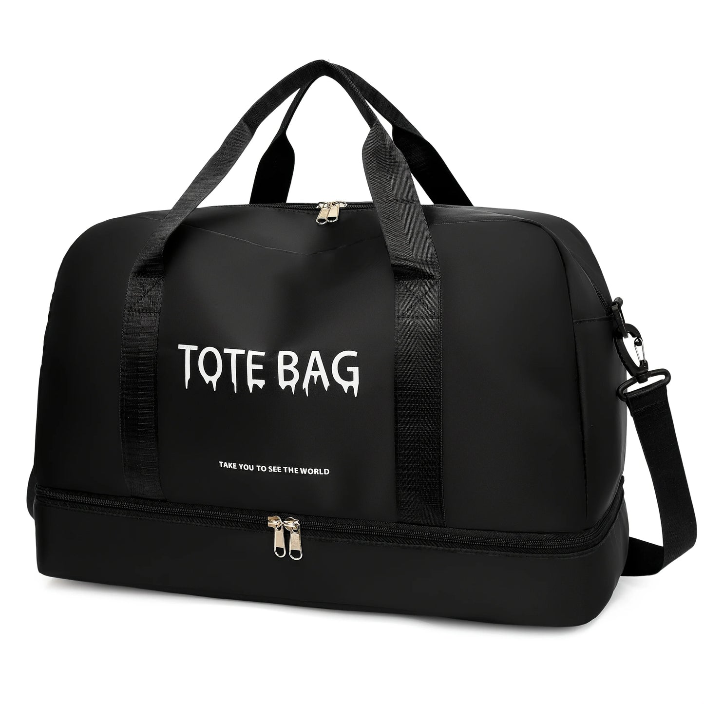 Multifunctional Large-Capacity Travel Duffle Bag with Adjustable Shoulder Strap, Gym Bag for Sports, Vacations & Business Trips Good Vibrations