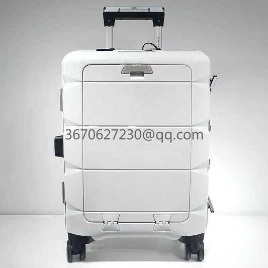 Travel Durable PP Trolley Suitcase Rolling Hard Shell Spinner Luggage Set with Front Opening Laptop Mobile Cup Holder Good Vibrations