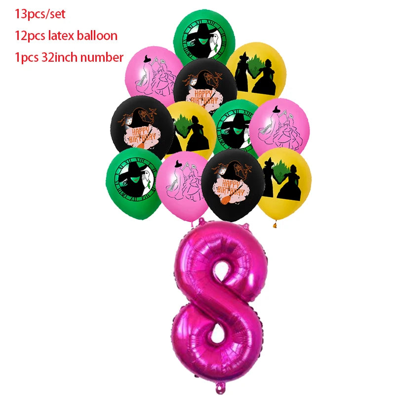 Wicked Birthday Party Decoration Magic Witch Balloon Backdrop Tableware Split Sales Wicked Birthday Party Supplies Good Vibrations