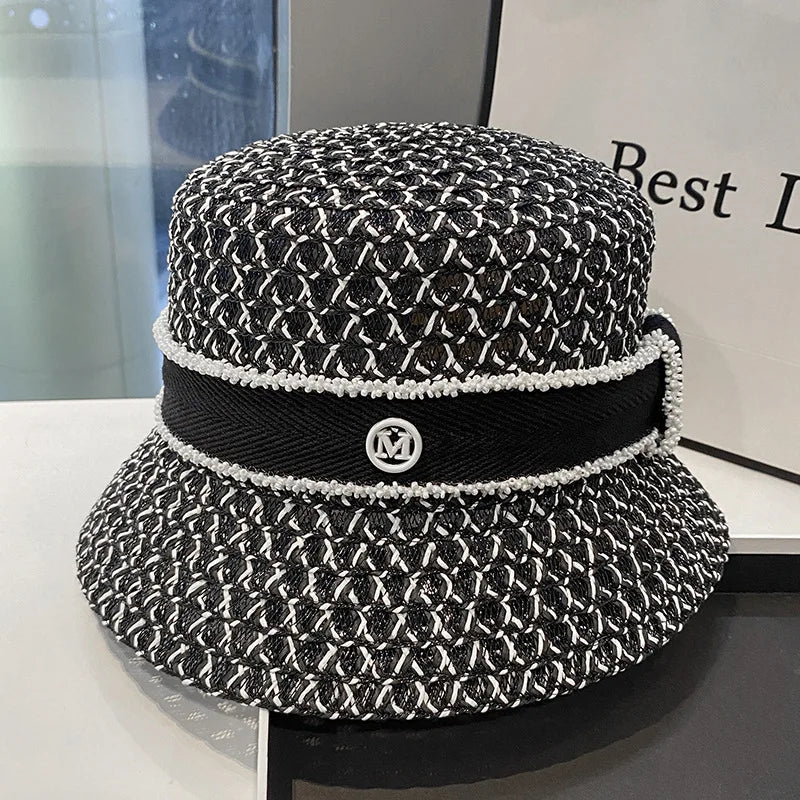 Korean Breathable Hollow Fisherman Hat, Personalized Basin Hat, Fashionable Diamond Bucket Hat for Women's Summer Outings Good Vibrations