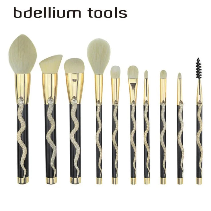 Snake Makeup Brushes Set Concealer Contour Eye Shadow Cosmetics Brushes Blushing powder Blending Brush kit 10pc for make up Good Vibrations