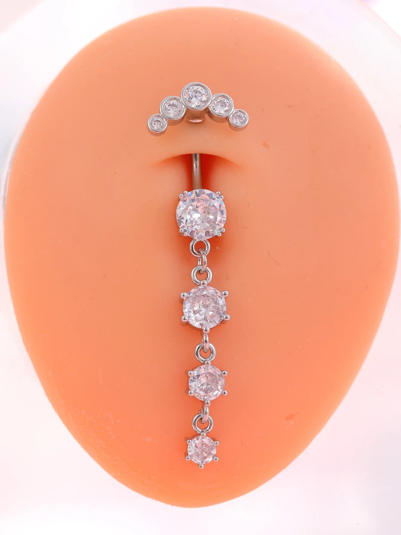 Gold Color Stainless Steel Belly Button Ring Long Dangled Flower CZ Crystal Navel Belly Piercing Rings for Women Sexy Jewelry Good Vibrations Adult Super Store
