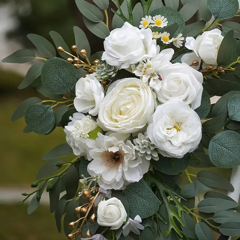 Romantic White Artificial Wedding Flowers Artificial Arch Flowers Artificial Wedding Arch Flowers Kit Wedding Welcome Sign Decor Good Vibrations