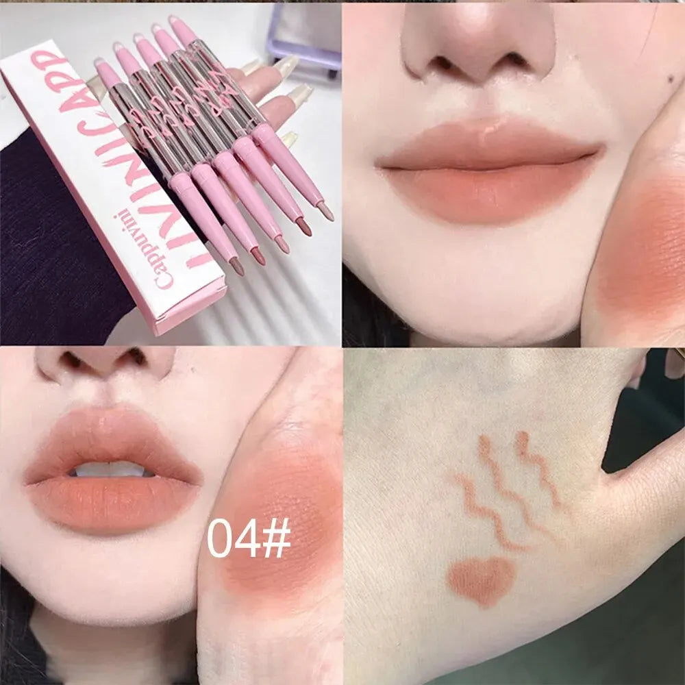 Nude Lip Liner with Lip Brush Cappuvini Korean Style Lip Makeup Long Last Velvet Matte Lipstick Good Vibrations