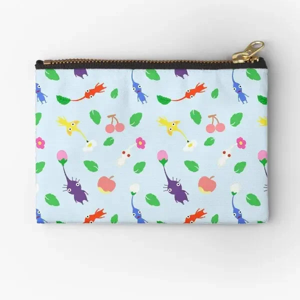 Cute Pikmin Pattern Blue Zipper Pouches Women Key Socks Underwear Pure Men Packaging Coin Panties Storage Wallet Cosmetic Money Good Vibrations