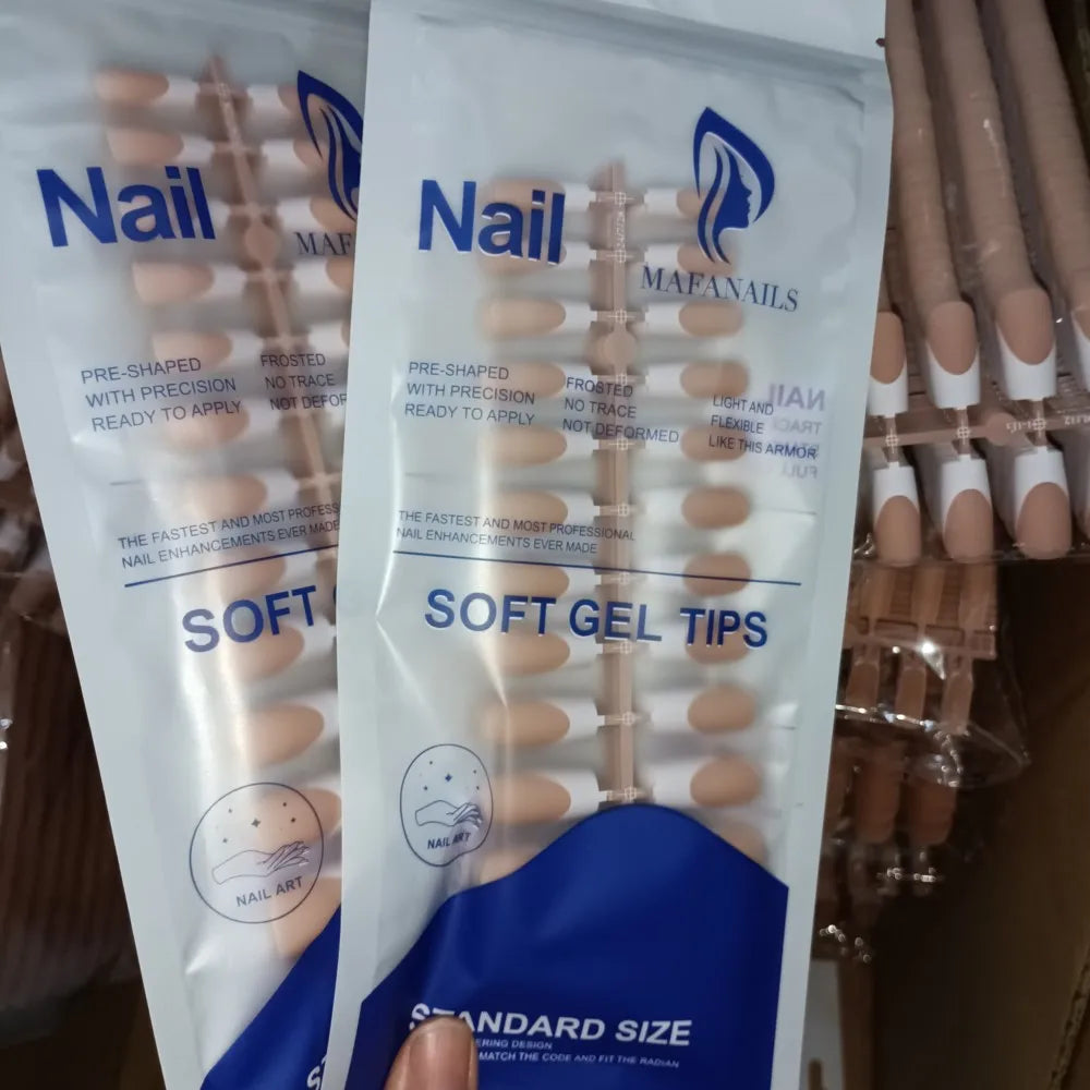 120pcs Pink French Tip Press-On Nails Medium Length Square Shape With Glossy Finish False Nails Full Cover Pre-Shaped Fake Nails Good Vibrations