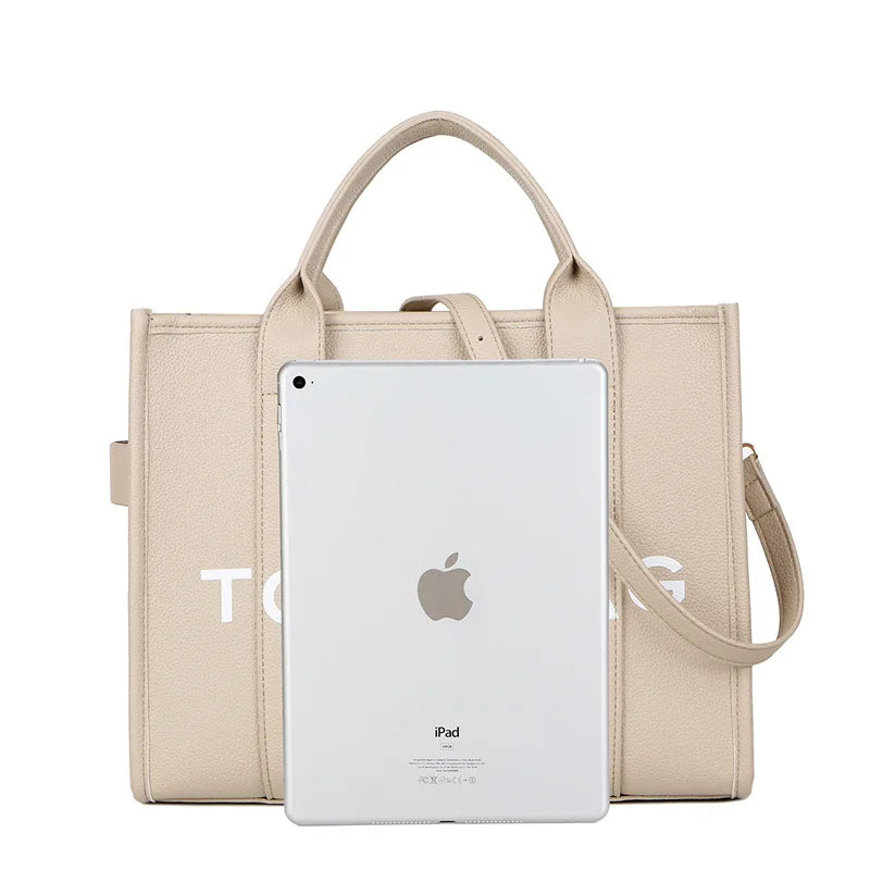 Designer Women's Tote Bag PU Leather Shopper Purses Solid Color Outdoor Leisure Large -Capacity Letter Shoulder Bag Women Clutch Good Vibrations
